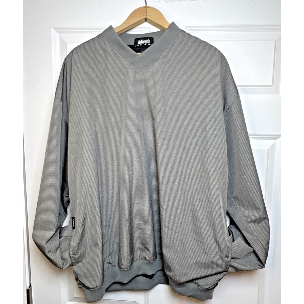 Ashworth Mens XL Pullover‎ Made USA Waffle Knit Microdenier Lined Golf Resort